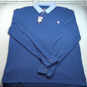 Blue  OLEFANT Polo Shirt with Classic Design and Pink Elephant!!! Nice And New!!